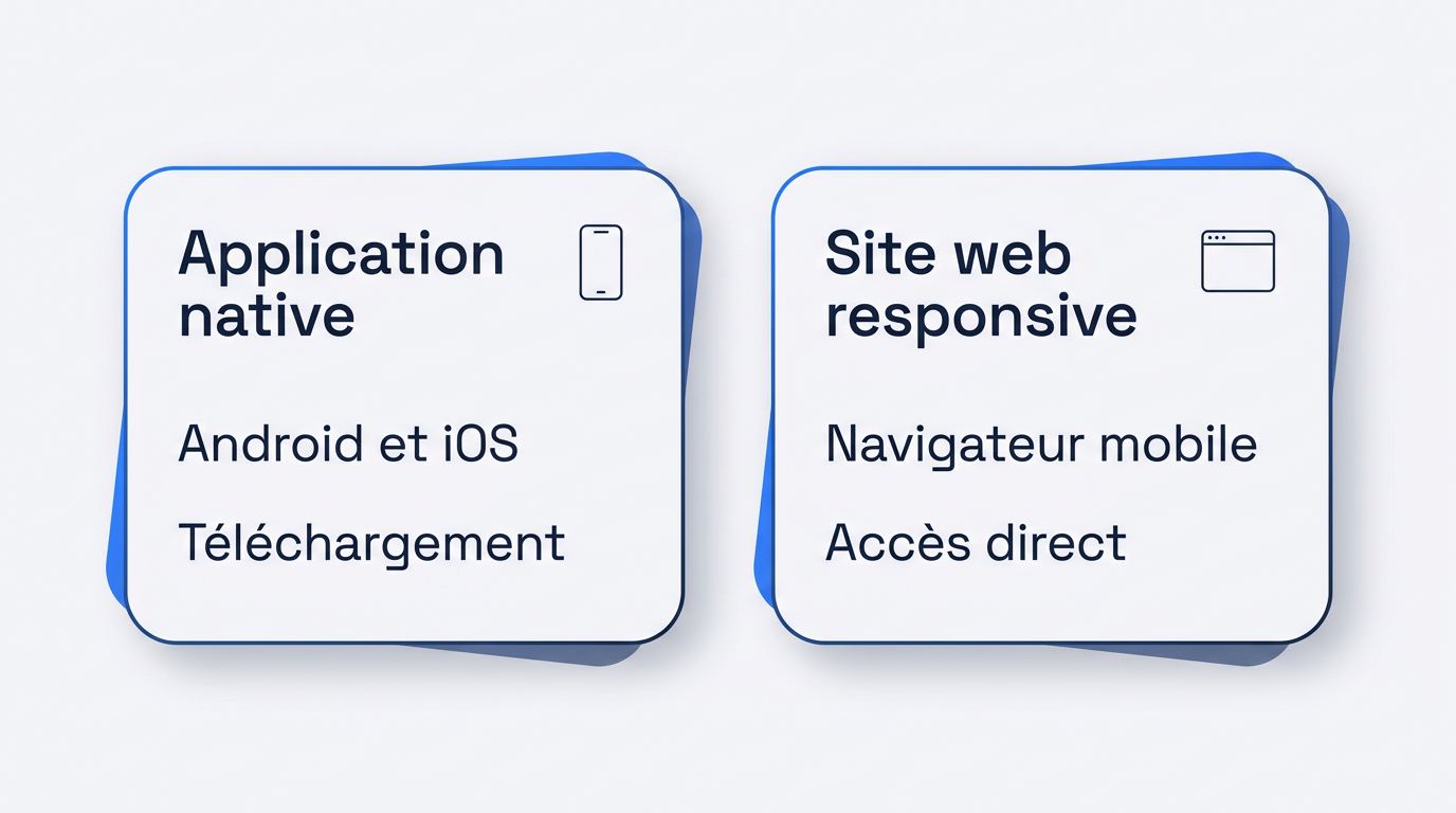 Accès à un casino mobile via application native ou site web responsive